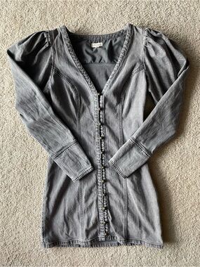 pilcro long-sleeve v-neck textured mini dress Pilcro